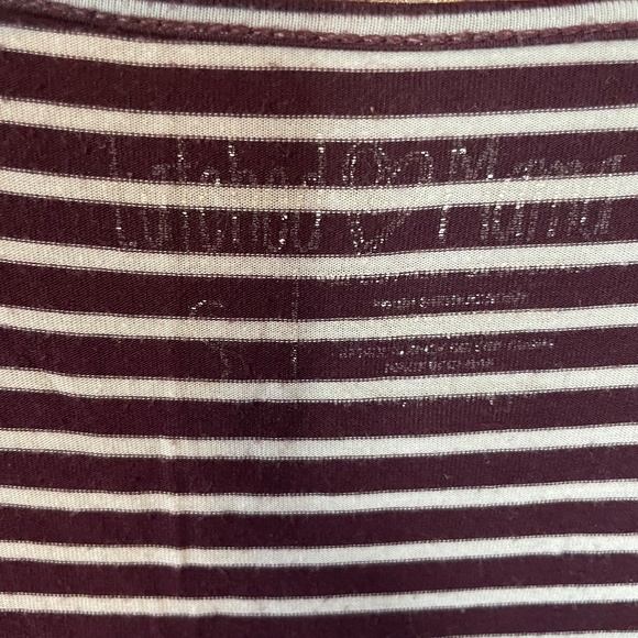 Latched Mama Asymmetrical Long Sleeve Nursing Tunic, Maroon Striped, Small - Picture 2 of 2